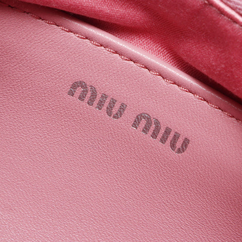 ミュウ ミュウ Miu Miu ニット パール ウール チェーン ショルダーバッグ ピンク WS14396