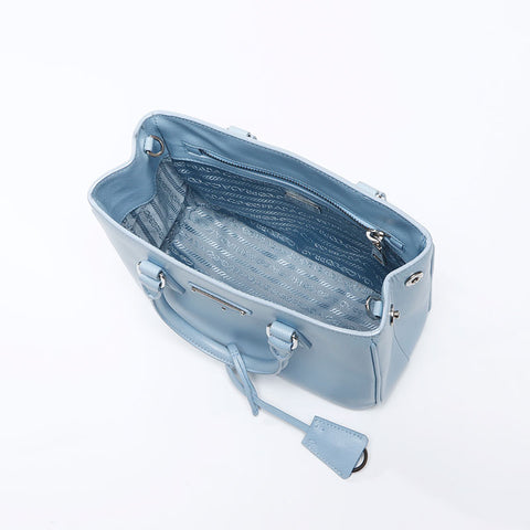 プラダ PRADA サフィアーノ リュクス 2way 水色 ライトブルー スモール ガレリア ショルダーバッグ ブルー WS14397