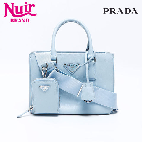 プラダ PRADA サフィアーノ リュクス 2way 水色 ライトブルー スモール ガレリア ショルダーバッグ ブルー WS14397