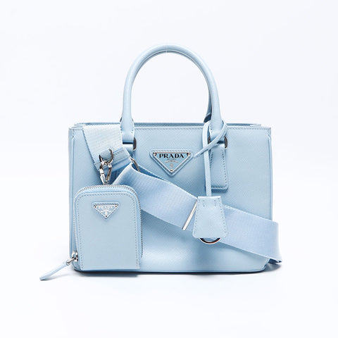 プラダ PRADA サフィアーノ リュクス 2way 水色 ライトブルー スモール ガレリア ショルダーバッグ ブルー WS14397