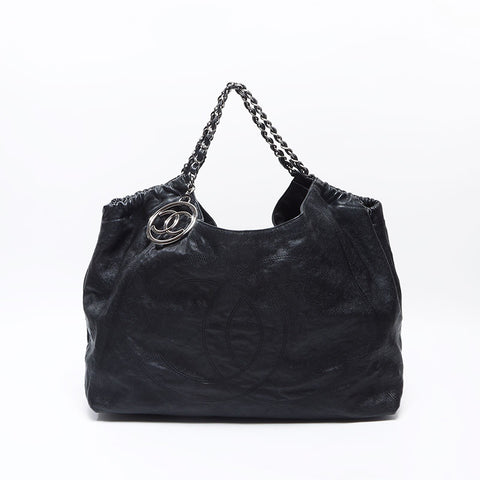 シャネル CHANEL 10番台 2005-2006 デカ ココマーク ショルダーバッグ ブルー WS14398