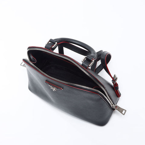 PRADA Saffiano 奢华皮革背包背包黑色 WS14400