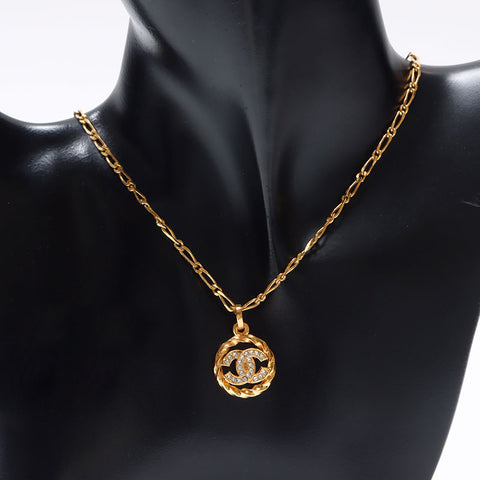 CHANEL COCO Mark Rhinestone 1980s Necklace gold WS14404