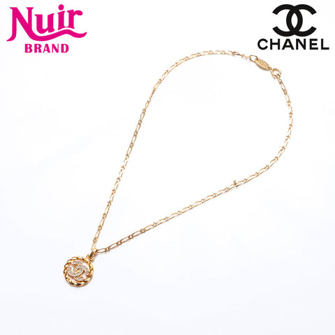 CHANEL COCO Mark Rhinestone 1980s Necklace gold WS14404
