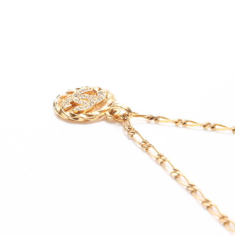 CHANEL COCO Mark Rhinestone 1980s Necklace gold WS14404