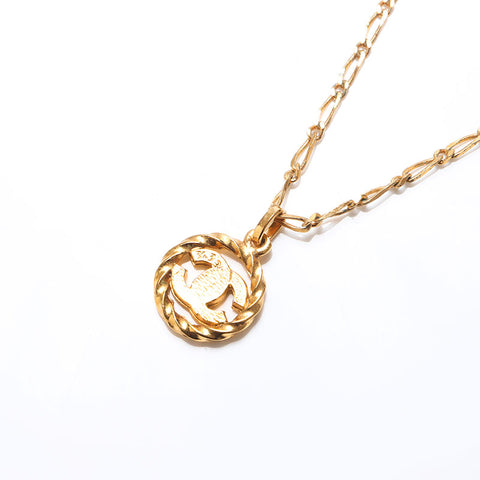 CHANEL COCO Mark Rhinestone 1980s Necklace gold WS14404