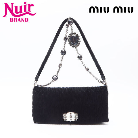 Miu Miu Velour Matelasse Shoulder Bag black WS14407
