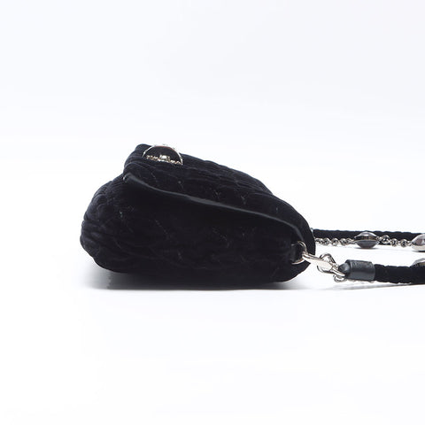 Miu Miu Velour Matelasse Shoulder Bag black WS14407