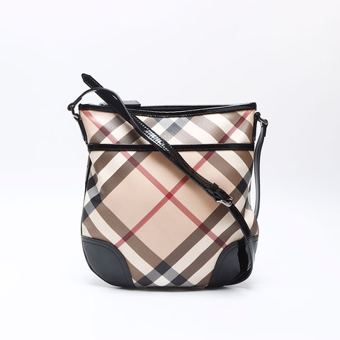 BURBERRY Novacheck enamel Shoulder Bag beige WS14408