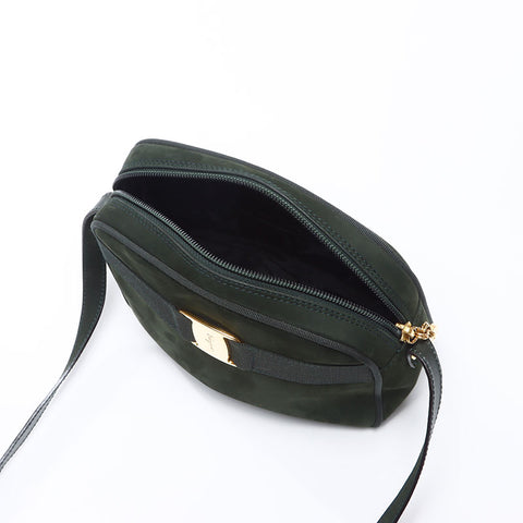 Salvatore Ferragamo Vara Suede Shoulder Bag green WS14410