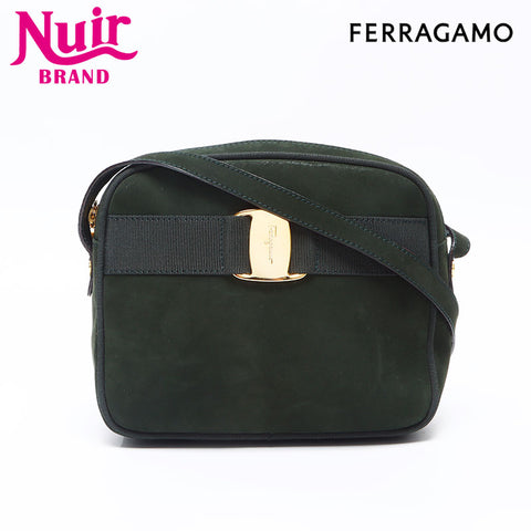Salvatore Ferragamo Vara Suede Shoulder Bag green WS14410