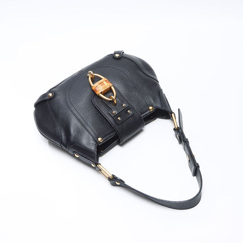 Salvatore Ferragamo Leather bamboo Shoulder Bag black WS14412