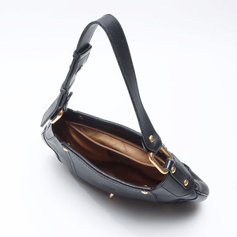 Salvatore Ferragamo Leather bamboo Shoulder Bag black WS14412