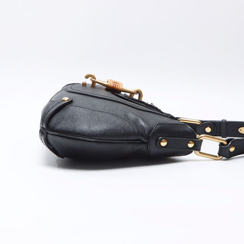 Salvatore Ferragamo Leather bamboo Shoulder Bag black WS14412