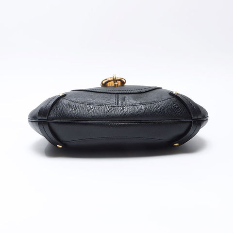 Salvatore Ferragamo Leather bamboo Shoulder Bag black WS14412