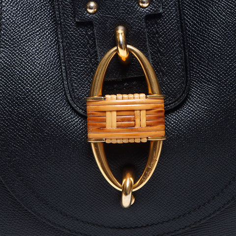 Salvatore Ferragamo Leather bamboo Shoulder Bag black WS14412