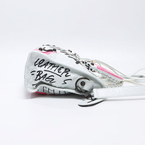 BALENCIAGA City Graffiti Shoulder Bag white WS14414