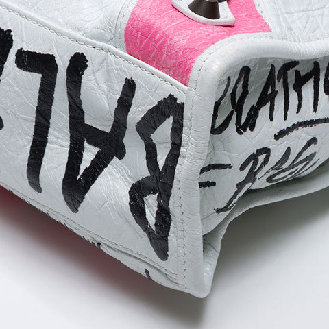 BALENCIAGA City Graffiti Shoulder Bag white WS14414