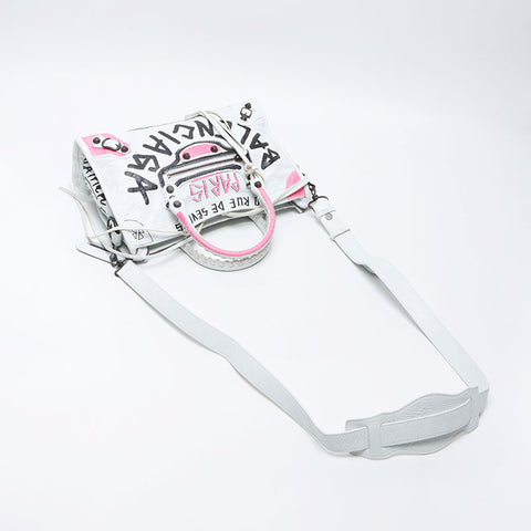 BALENCIAGA City Graffiti Shoulder Bag white WS14414