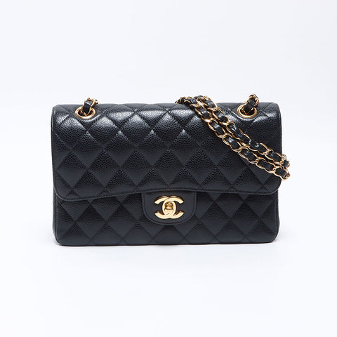 CHANEL 24th series 9.1" Caviar Skin Matelasse Double Flap 2016-2017 Shoulder Bag black WS14415
