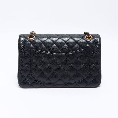 CHANEL 24th series 9.1" Caviar Skin Matelasse Double Flap 2016-2017 Shoulder Bag black WS14415