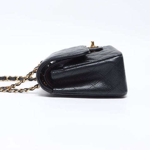 CHANEL 24th series 9.1" Caviar Skin Matelasse Double Flap 2016-2017 Shoulder Bag black WS14415
