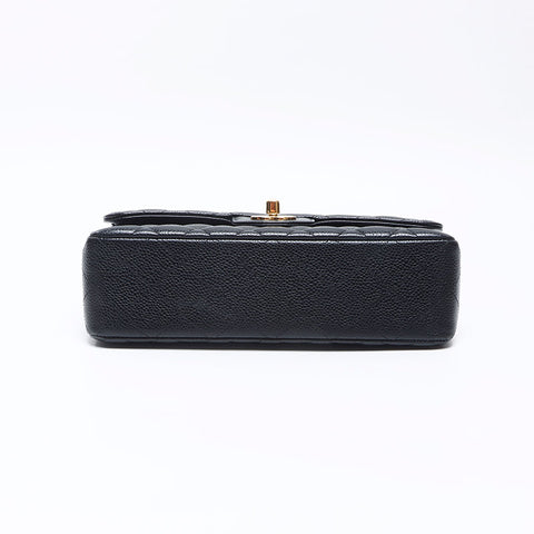 CHANEL 24th series 9.1" Caviar Skin Matelasse Double Flap 2016-2017 Shoulder Bag black WS14415