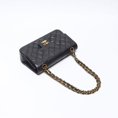 シャネル CHANEL 3番台 ラムスキン マトラッセ ダブルフラップ 23cm　1994-1999 ショルダーバッグ ブラック WS14417