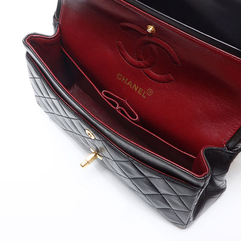 シャネル CHANEL 3番台 ラムスキン マトラッセ ダブルフラップ 23cm　1994-1999 ショルダーバッグ ブラック WS14417