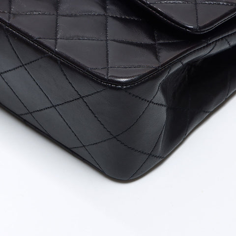 シャネル CHANEL 3番台 ラムスキン マトラッセ ダブルフラップ 23cm　1994-1999 ショルダーバッグ ブラック WS14417