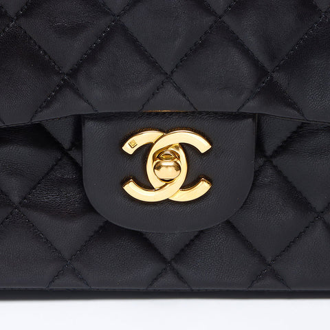 シャネル CHANEL 3番台 ラムスキン マトラッセ ダブルフラップ 23cm　1994-1999 ショルダーバッグ ブラック WS14417