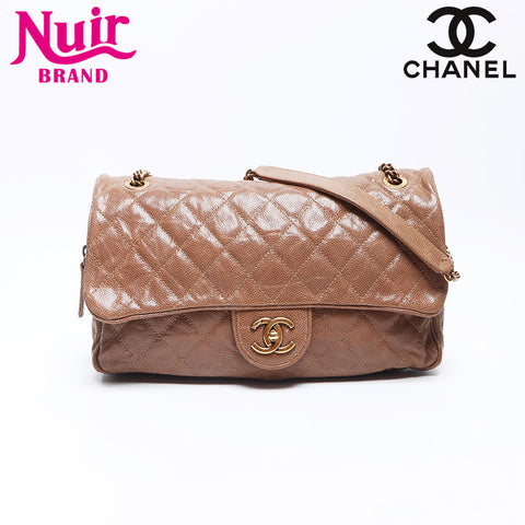 CHANEL 16th series 2012-2013 Caviar Skin Chain Shoulder Bag beige WS14419