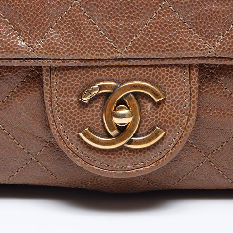 CHANEL 16th series 2012-2013 Caviar Skin Chain Shoulder Bag beige WS14419