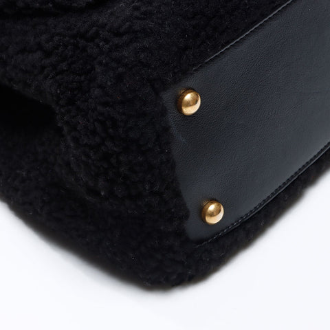 CHANEL 23 series Mouton Boa 2way Top Handle Shoulder Bag black WS14420