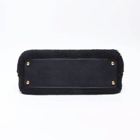 CHANEL 23 series Mouton Boa 2way Top Handle Shoulder Bag black WS14420