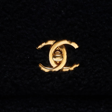 CHANEL 23 series Mouton Boa 2way Top Handle Shoulder Bag black WS14420