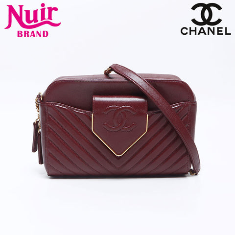 シャネル CHANEL 23番台 2016 シェブロン カーフスキン ショルダーバッグ レッド WS14421