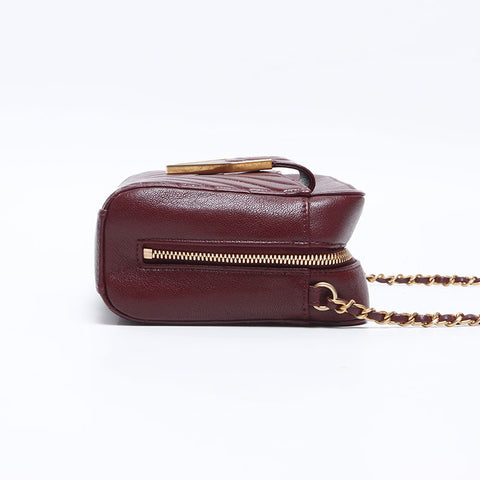 CHANEL 23rd Series 2016 Chevron Calfskin Shoulder Bag Red WS14421