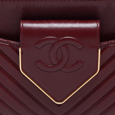 CHANEL 23rd Series 2016 Chevron Calfskin Shoulder Bag Red WS14421