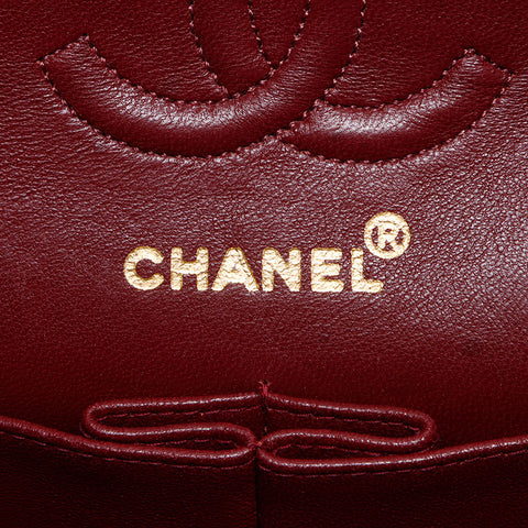 シャネル CHANEL 1番台 1985-1993 ダブルフラップ ラムスキン マトラッセ 23cm ショルダーバッグ ブラック WS14423