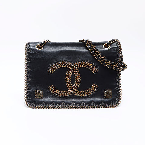 CHANEL 14th 2011 COCO Mark Chain Shoulder Bag black WS14424