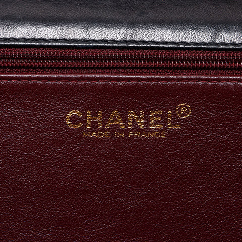 シャネル CHANEL 6番台 2000-2001 プッシュロック ラムスキン ショルダーバッグ ブラック WS14425