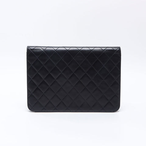 シャネル CHANEL 6番台 2000-2001 プッシュロック ラムスキン ショルダーバッグ ブラック WS14425