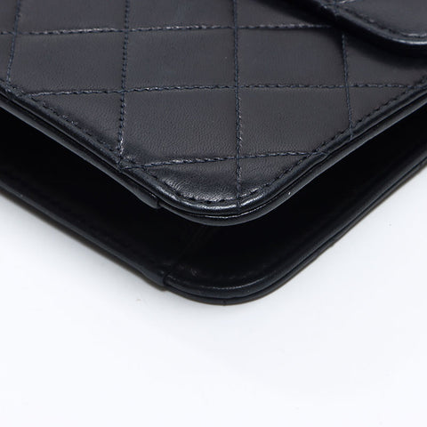 シャネル CHANEL 6番台 2000-2001 プッシュロック ラムスキン ショルダーバッグ ブラック WS14425