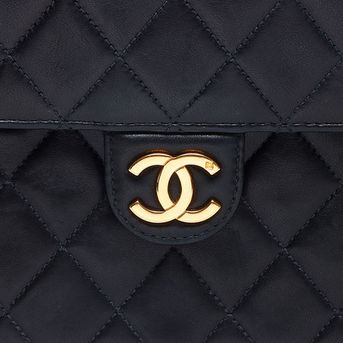 シャネル CHANEL 6番台 2000-2001 プッシュロック ラムスキン ショルダーバッグ ブラック WS14425