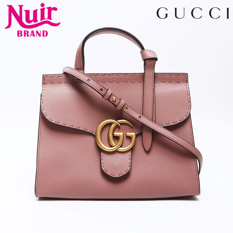 GUCCI GG Marmont Leather 2way Top Handle Shoulder Bag pink WS14435