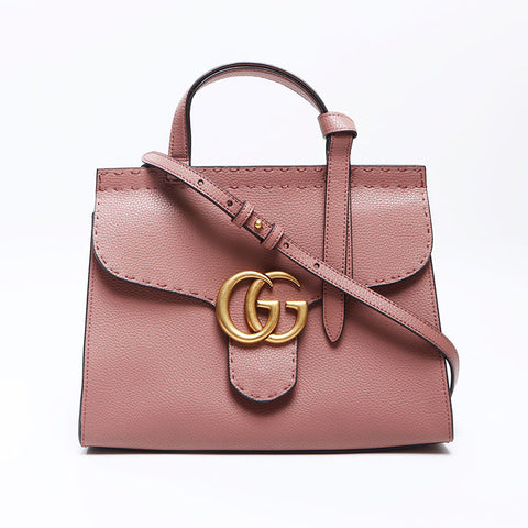 GUCCI GG Marmont Leather 2way Top Handle Shoulder Bag pink WS14435