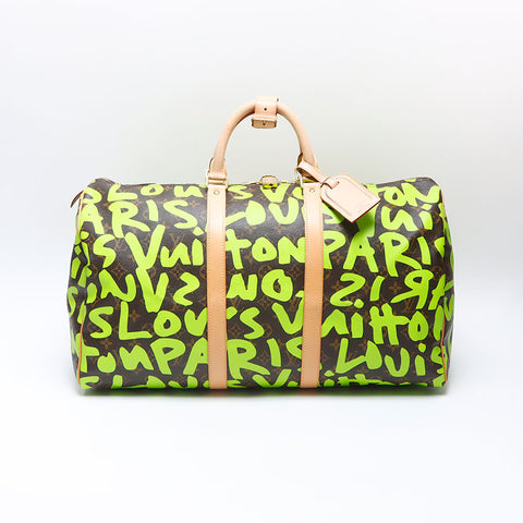 LOUIS VUITTON 2009 Monogram Keepall 50 Graphic Boston bag green