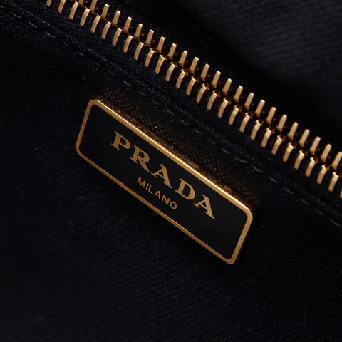 PRADA Basket Bag Straw Handbag black WS14447