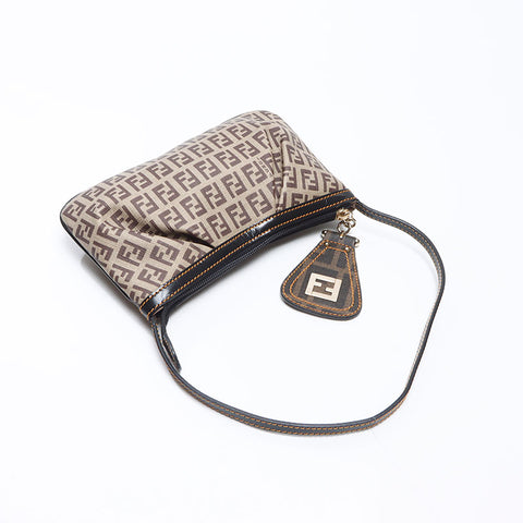 FENDI Zucchino Charm Handbag Brown WS14449